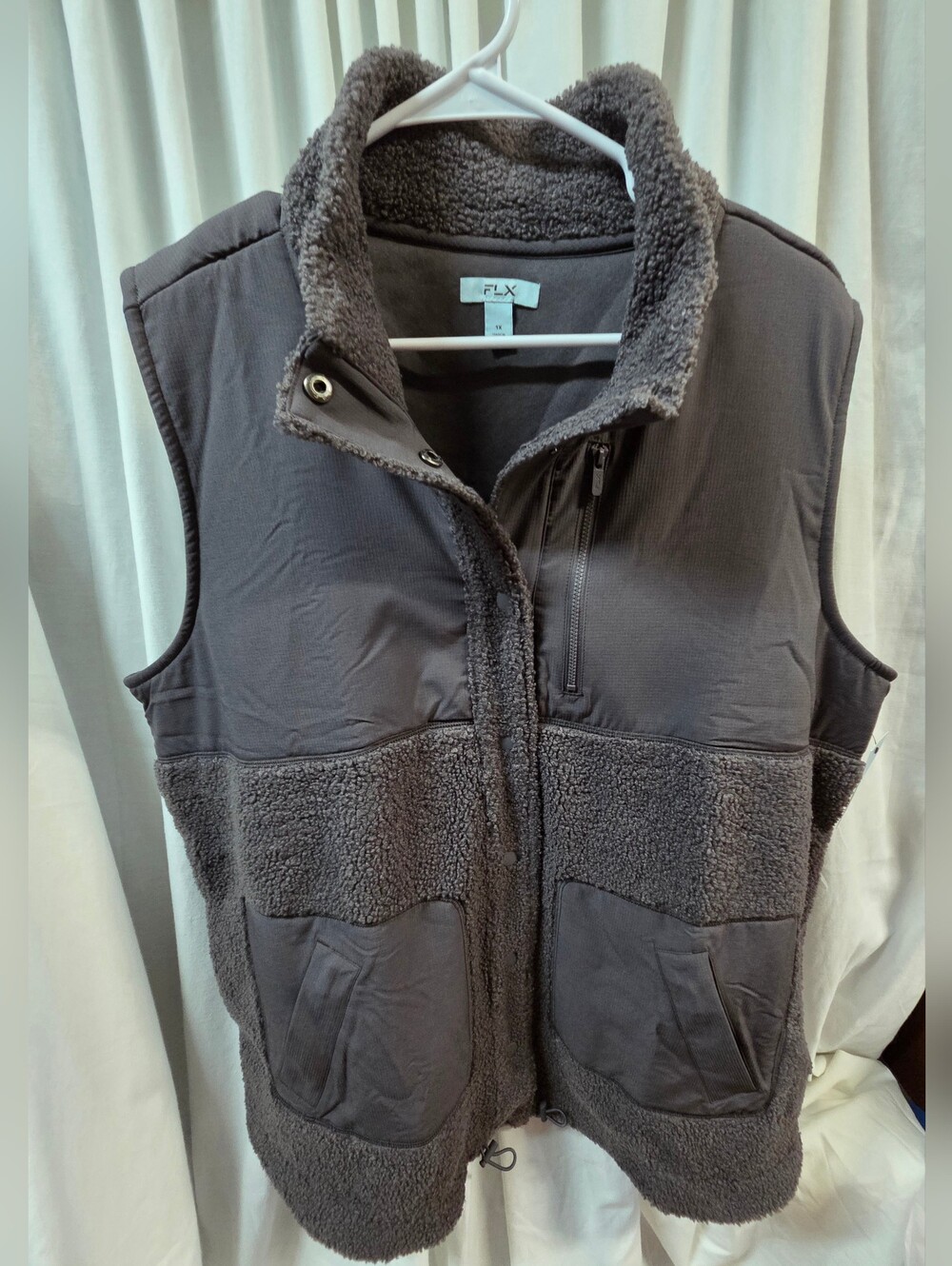FLX Gray Sherpa Fleece Vest